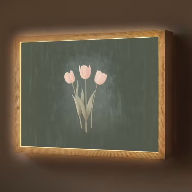 Tulpen - Liefde - Donkergroen Light Box met batterij (Wandlamp) middel -z3d_website