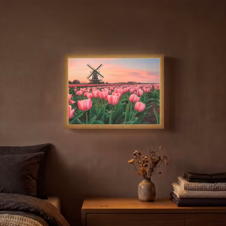 Tulpen - Molen - Nederland Light Box met batterij (Wandlamp) middel -sfeer4