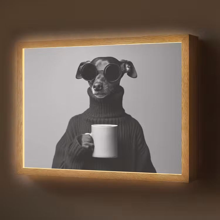 Coltrui - Hond - Bril - Mok Light Box met batterij (Wandlamp) middel -z3d_website