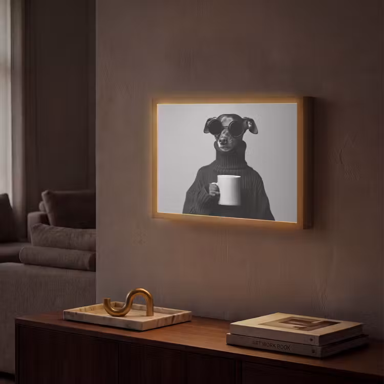 Coltrui - Hond - Bril - Mok Light Box met batterij (Wandlamp) middel -sfeer1