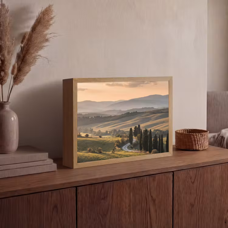 Toscaans - Landschap - Heuvels Light Box met batterij (Wandlamp) middel -sfeer2