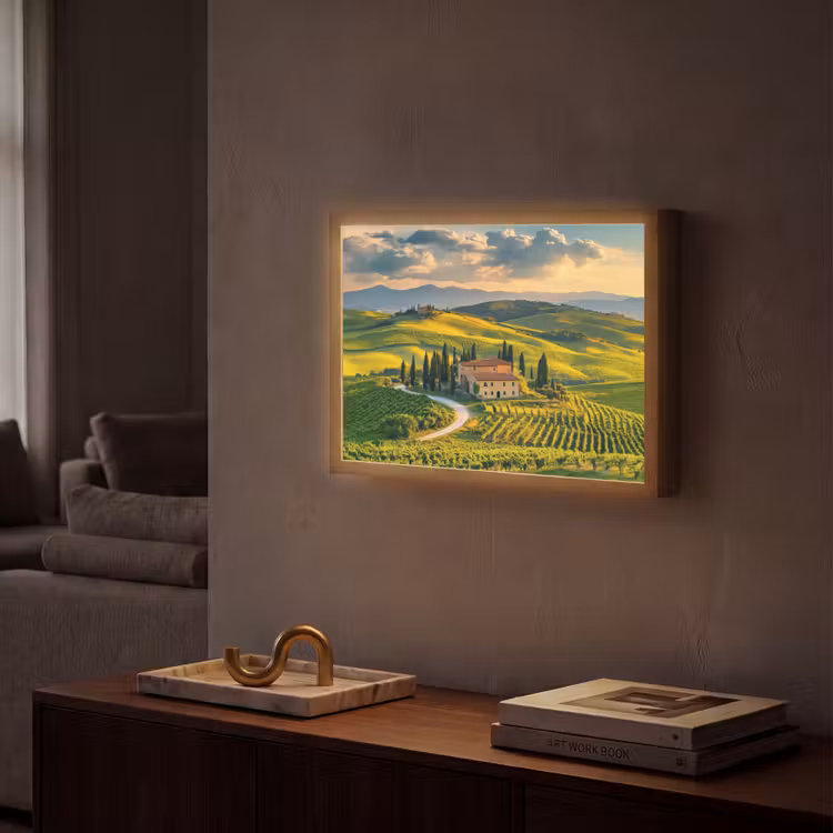 Toscane - Landschap - Wijngaarden Light Box met batterij (Wandlamp) middel -sfeer1