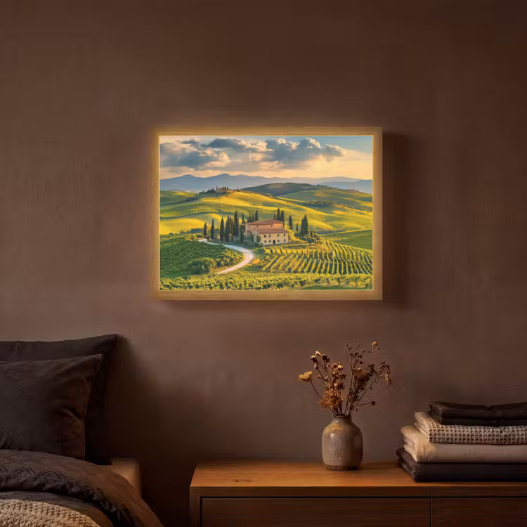 Toscane - Landschap - Wijngaarden Light Box met batterij (Wandlamp) middel -sfeer4