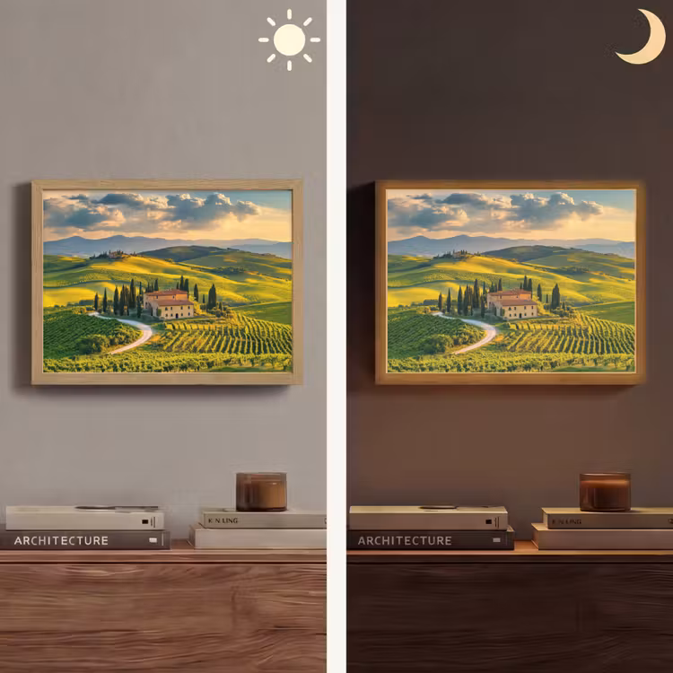 Toscane - Landschap - Wijngaarden Light Box met batterij (Wandlamp) middel -sfeer3