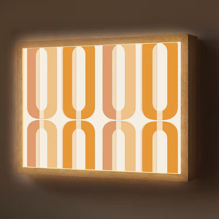 U-vorm - Retro - Oranje Light Box met batterij (Wandlamp) middel 907 -z3d_website