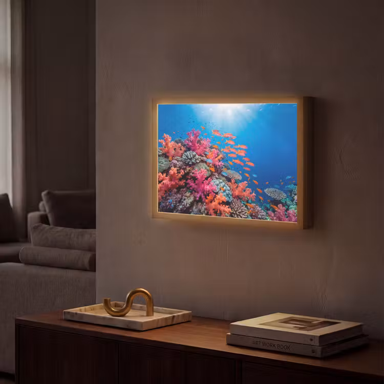 Onderwater - Koraalrif - Vissen - Oceaan - Natuur Light Box met batterij (Wandlamp) middel -sfeer1
