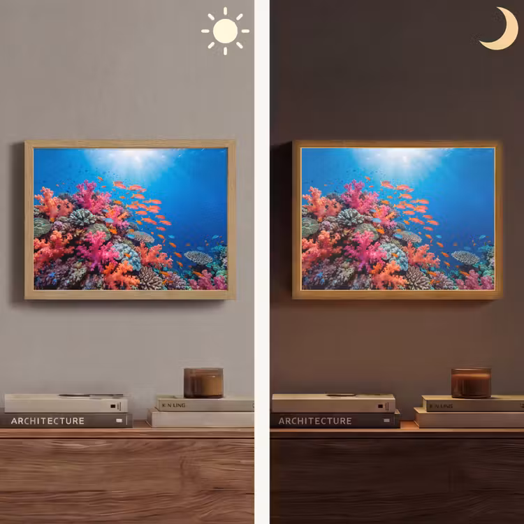 Onderwater - Koraalrif - Vissen - Oceaan - Natuur Light Box met batterij (Wandlamp) middel -sfeer3