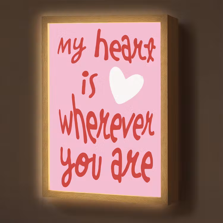 Valentijn - Hart - Liefde - Roze Light Box met batterij (Wandlamp) middel -z3d_website