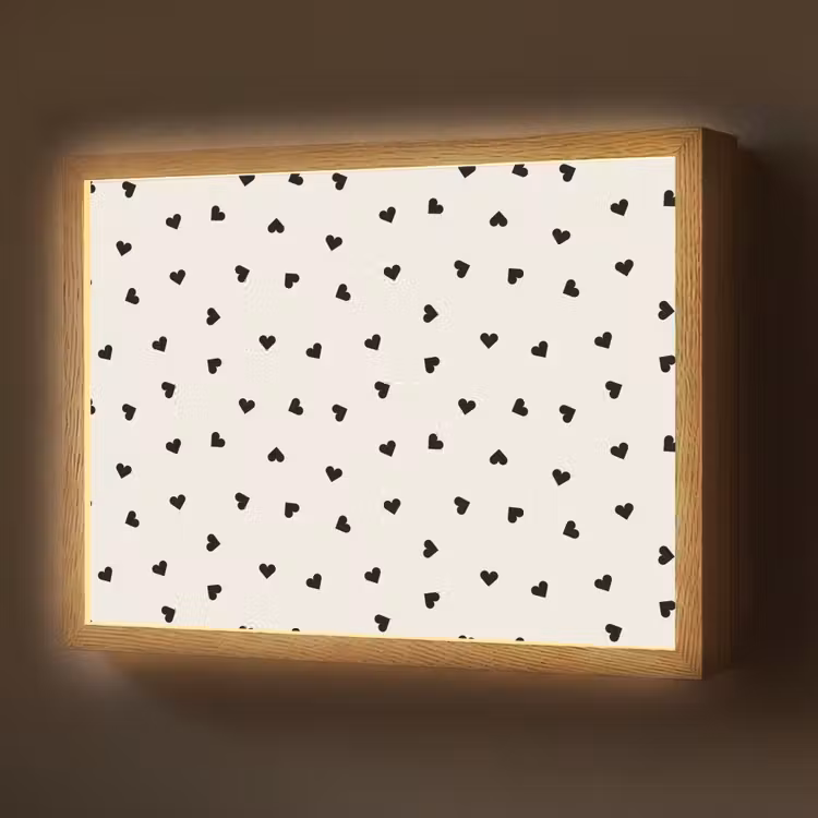 Valentijn - Hart - Wit - Zwart Light Box met batterij (Wandlamp) middel 907 -z3d_website