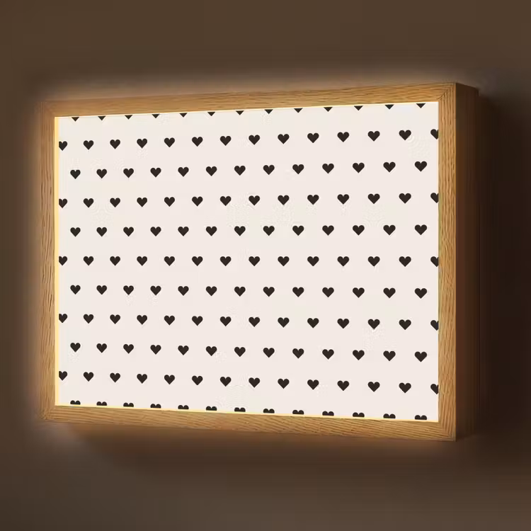 Valentijn - Hart - Wit - Zwart Light Box met batterij (Wandlamp) middel 907 -z3d_website