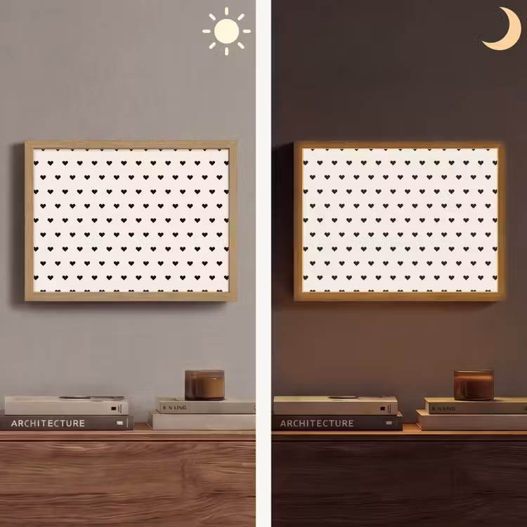 Valentijn - Hart - Wit - Zwart Light Box met batterij (Wandlamp) middel 907 -sfeer3