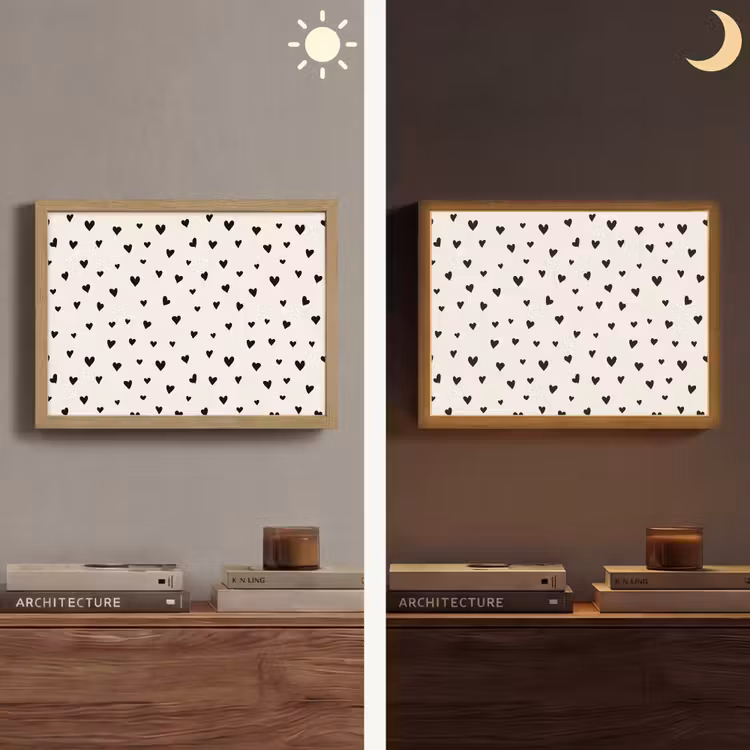 Valentijn - Harten - Zwart - Wit Light Box met batterij (Wandlamp) middel 907 -sfeer3