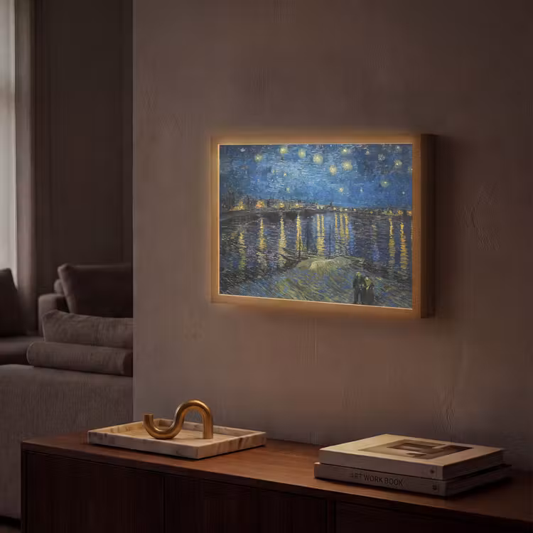 Van Gogh - Brug - Oude meesters Light Box met batterij (Wandlamp) middel -sfeer1