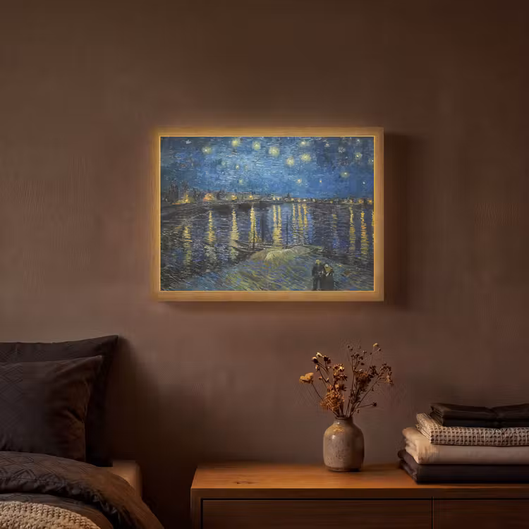 Van Gogh - Brug - Oude meesters Light Box met batterij (Wandlamp) middel -sfeer4