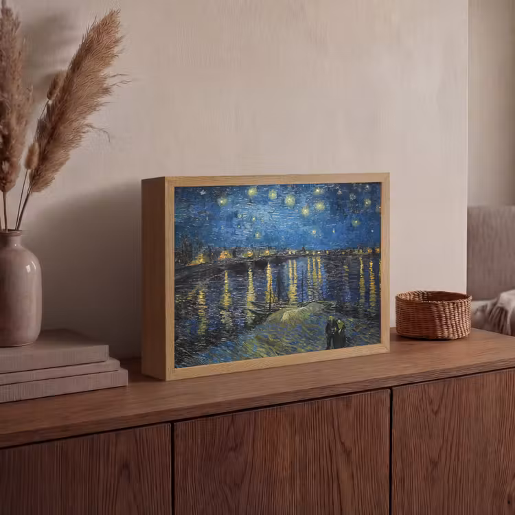 Van Gogh - Brug - Oude meesters Light Box met batterij (Wandlamp) middel -sfeer2