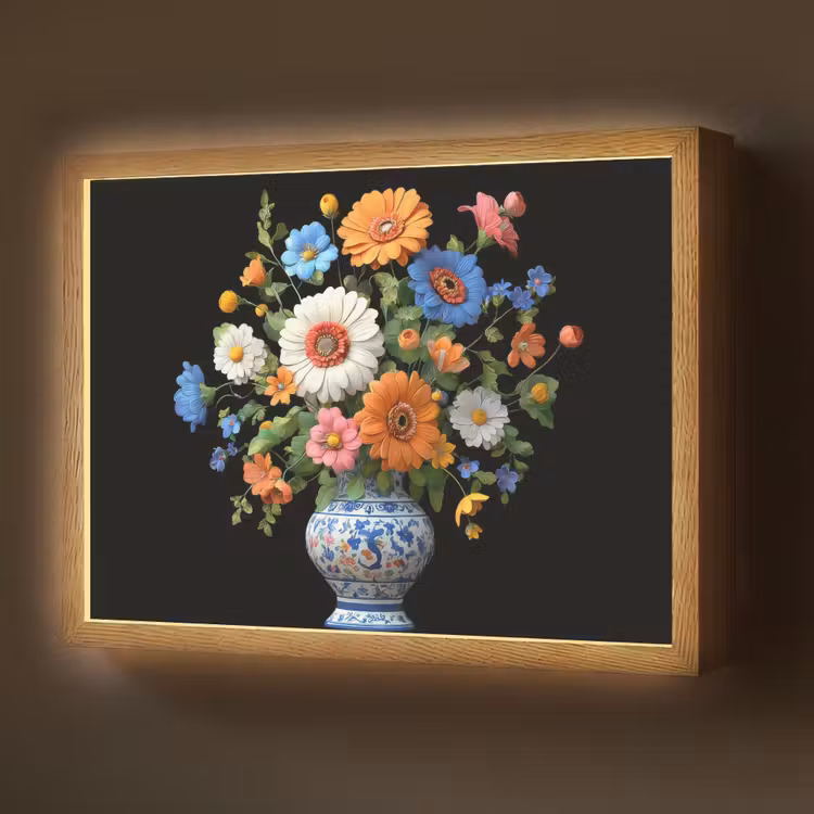 Vaas - Boeket - Bloemen - Kleur Light Box met batterij (Wandlamp) middel -z3d_website