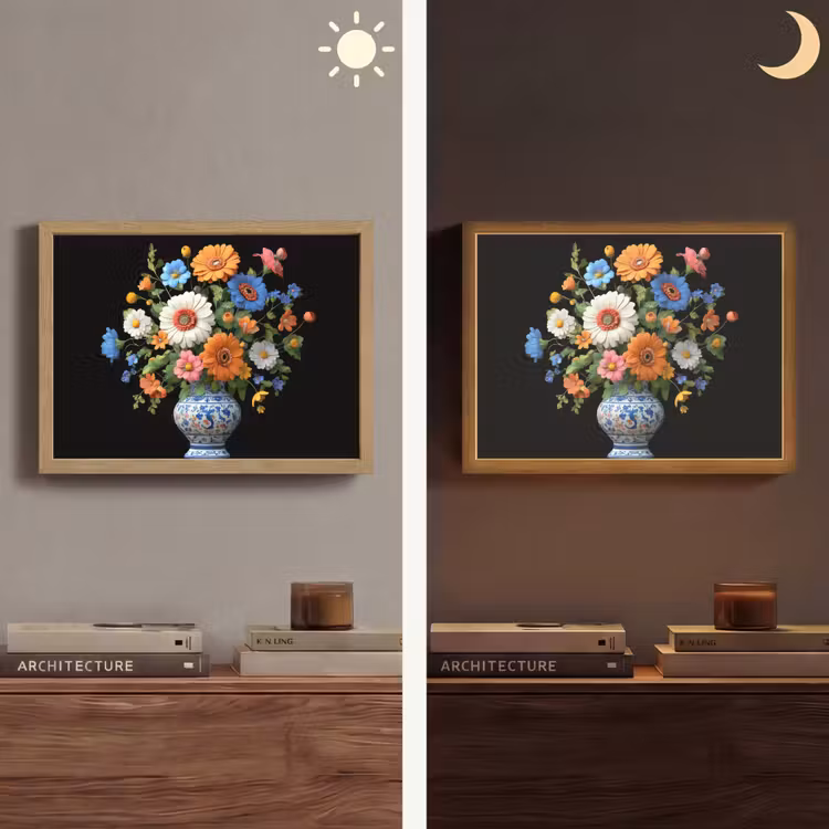Vaas - Boeket - Bloemen - Kleur Light Box met batterij (Wandlamp) middel -sfeer3