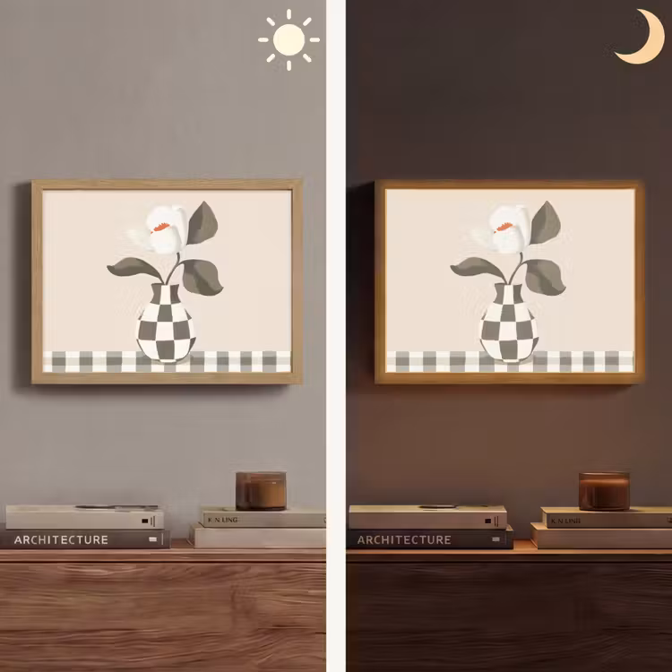 Vaas - Geruit - Groen - Bloem Light Box met batterij (Wandlamp) middel -sfeer3