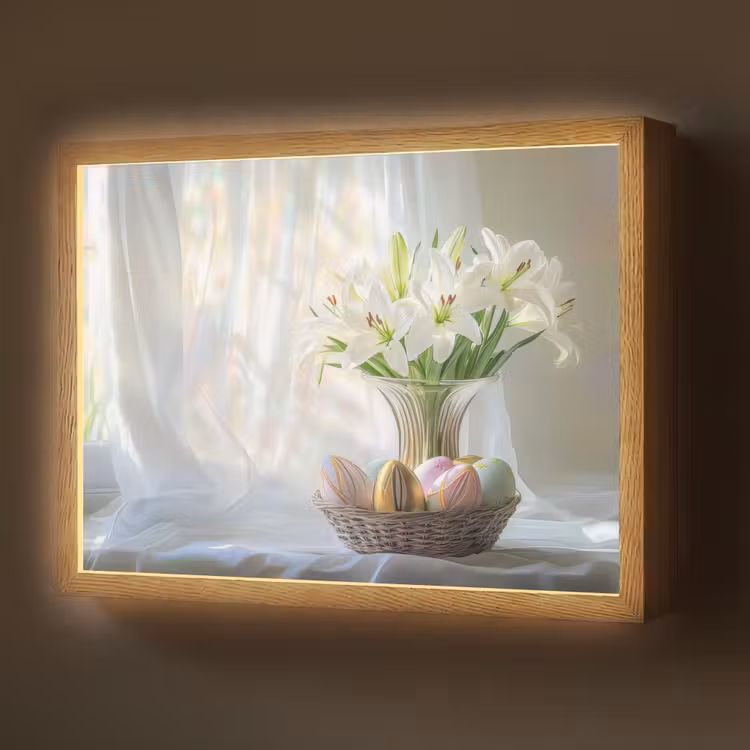 Vaas - Eieren - Bloemen Light Box met batterij (Wandlamp) middel -z3d_website