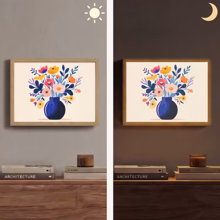 Vaas - Bloemen - Boeket Light Box met batterij (Wandlamp) middel -sfeer3