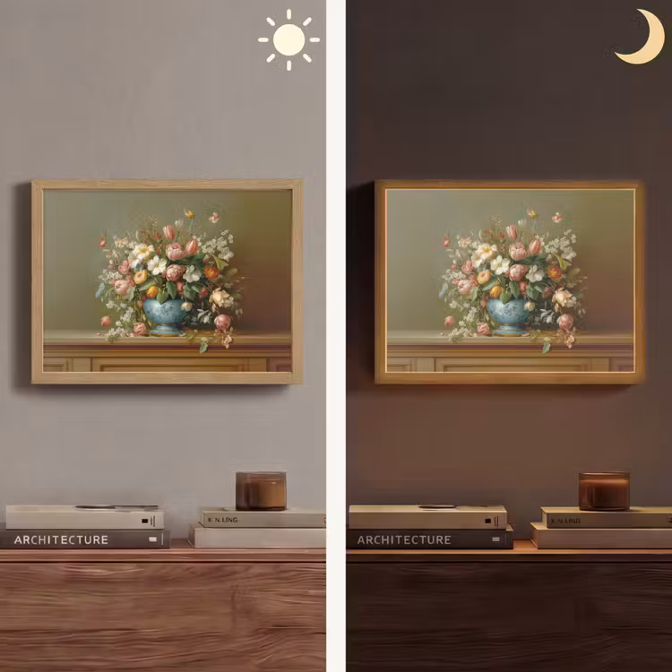 Vaas - Pastel - Kleuren - Bloemen Light Box met batterij (Wandlamp) middel -sfeer3