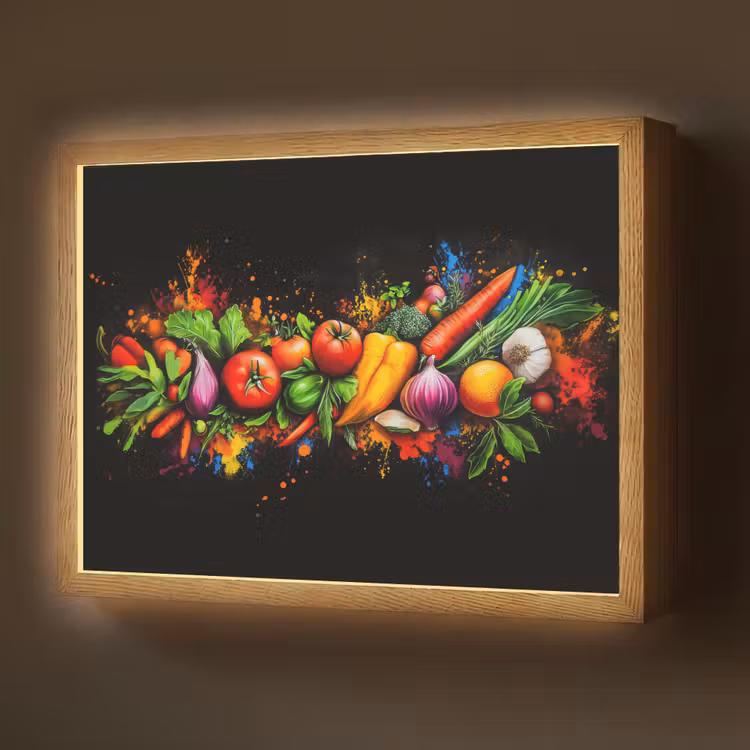 Groente - Eten - Kruiden - Graffiti - Koken Light Box met batterij (Wandlamp) middel -z3d_website