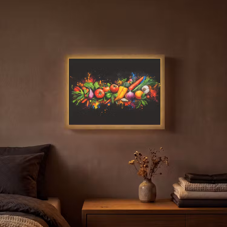 Groente - Eten - Kruiden - Graffiti - Koken Light Box met batterij (Wandlamp) middel -sfeer4