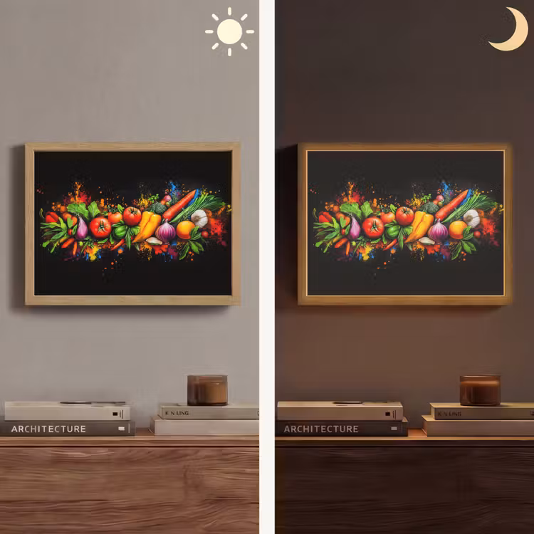 Groente - Eten - Kruiden - Graffiti - Koken Light Box met batterij (Wandlamp) middel -sfeer3