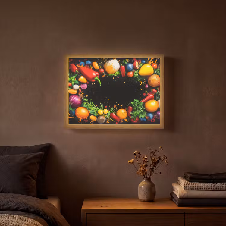 Groente - Graffiti - Kleurrijk - Koken - Abstract Light Box met batterij (Wandlamp) middel -sfeer4