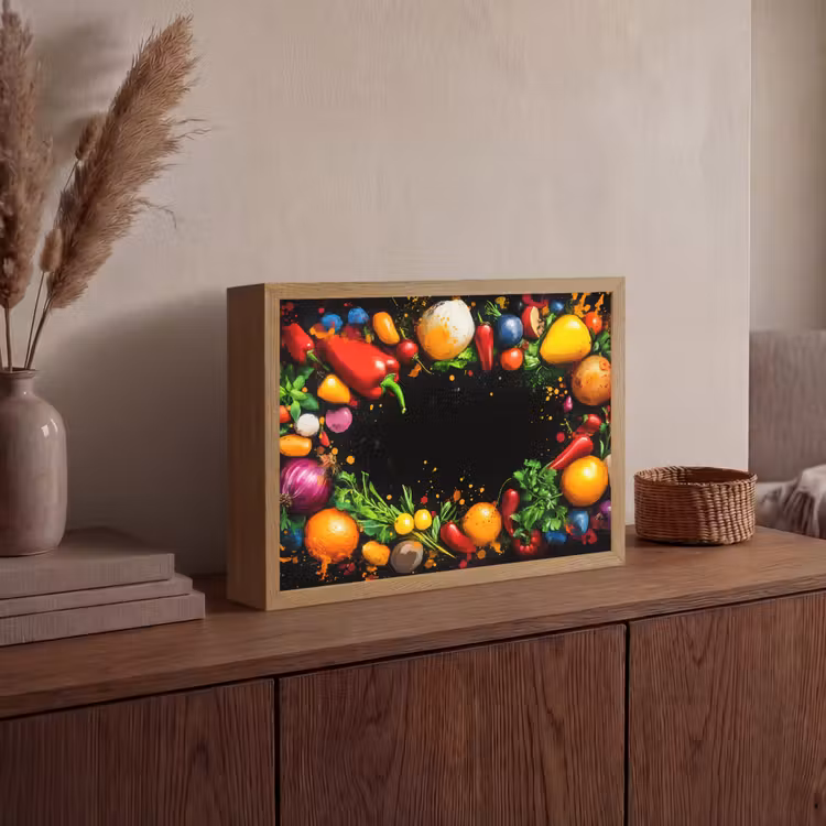 Groente - Graffiti - Kleurrijk - Koken - Abstract Light Box met batterij (Wandlamp) middel -sfeer2