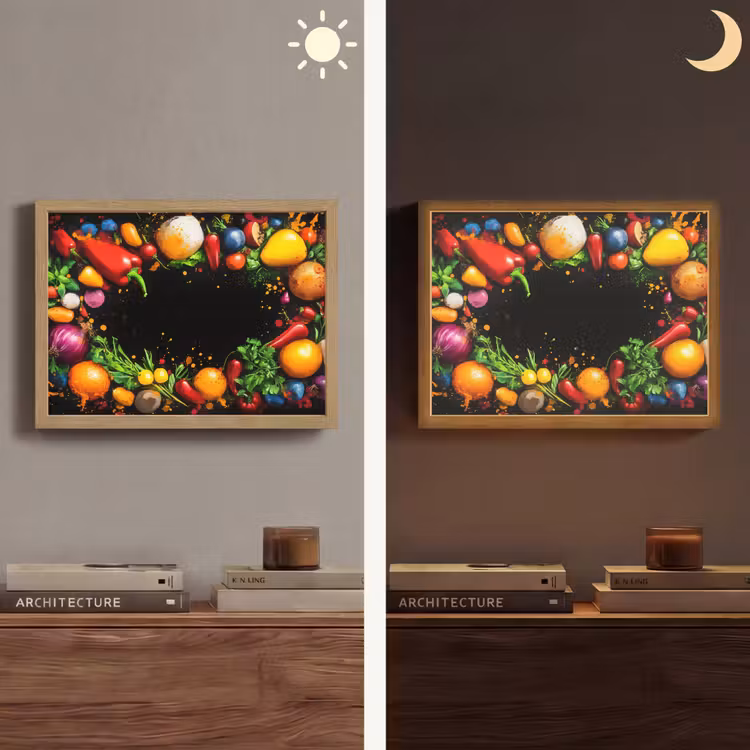 Groente - Graffiti - Kleurrijk - Koken - Abstract Light Box met batterij (Wandlamp) middel -sfeer3