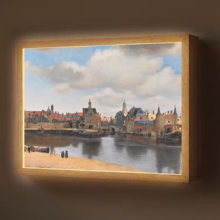 Vermeer - Stad - Oude meesters - Kunst Light Box met batterij (Wandlamp) middel -z3d_website