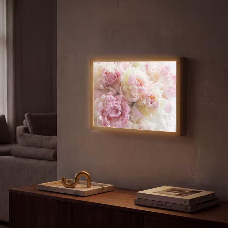 Vintage - Bloemen - Rozen - Natuur Light Box met batterij (Wandlamp) middel -sfeer1