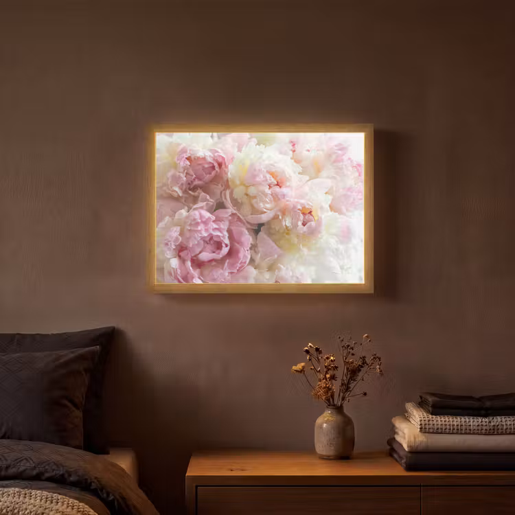 Vintage - Bloemen - Rozen - Natuur Light Box met batterij (Wandlamp) middel -sfeer4