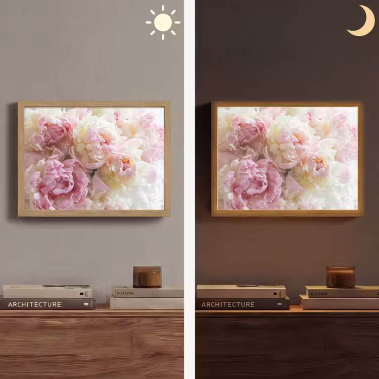 Vintage - Bloemen - Rozen - Natuur Light Box met batterij (Wandlamp) middel -sfeer3