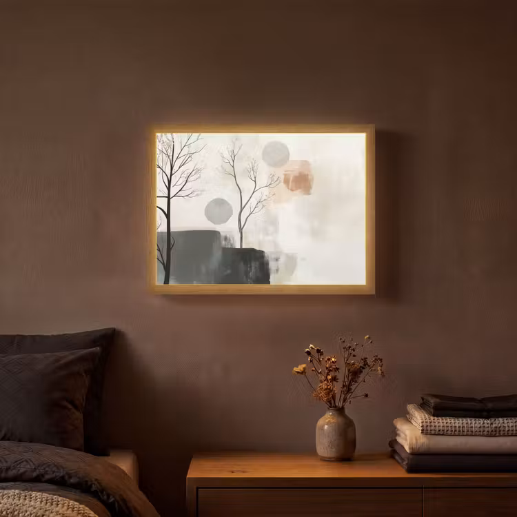 Wabi sabi - Beige - Plant Light Box met batterij (Wandlamp) middel -sfeer4