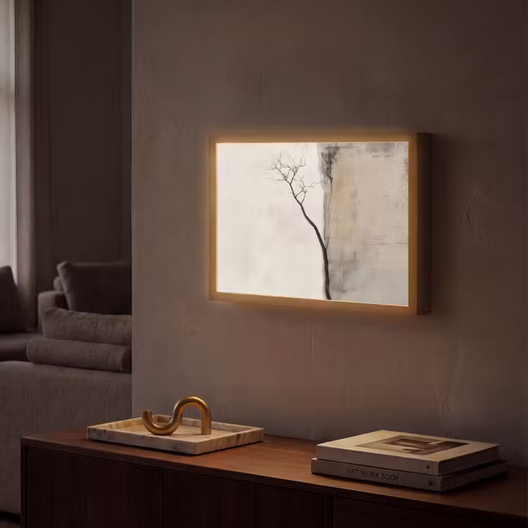 Wabi sabi - Plant - Beige Light Box met batterij (Wandlamp) middel -sfeer1