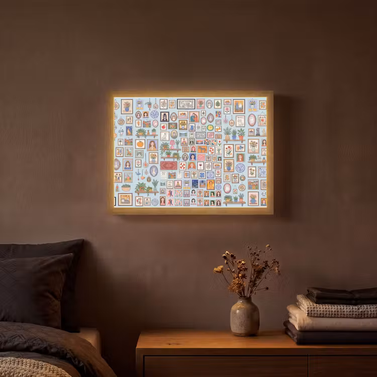 Wanddecoratie - Collectie - Huis - Illustratief - Kleurrijk Light Box met batterij (Wandlamp) middel -sfeer4