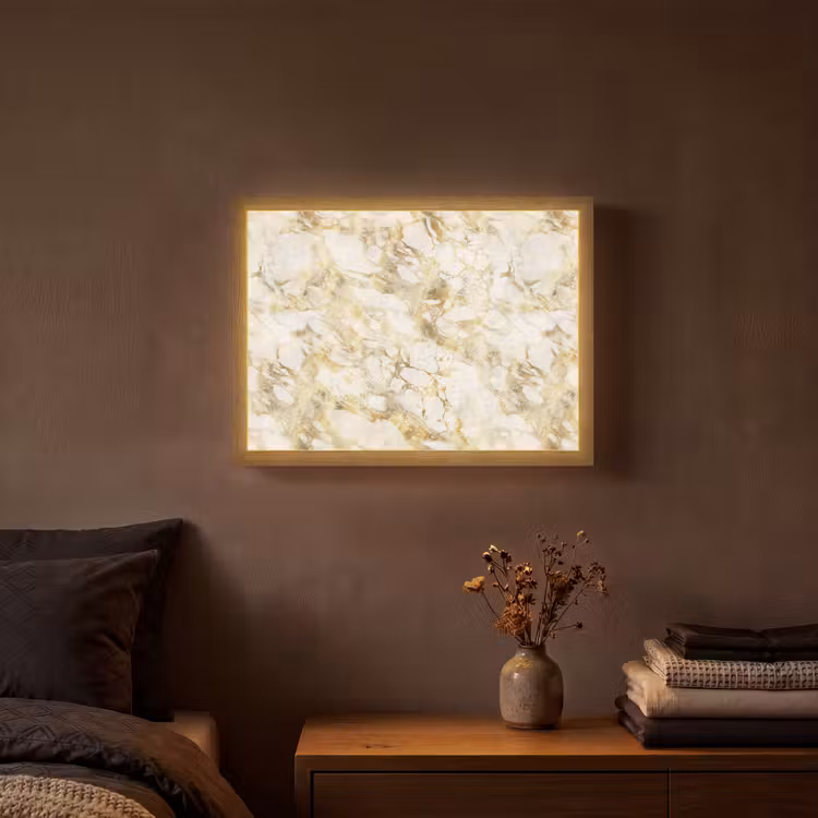 Warm - Gouden - Marmer - Patroon Light Box met batterij (Wandlamp) middel 907 -sfeer4