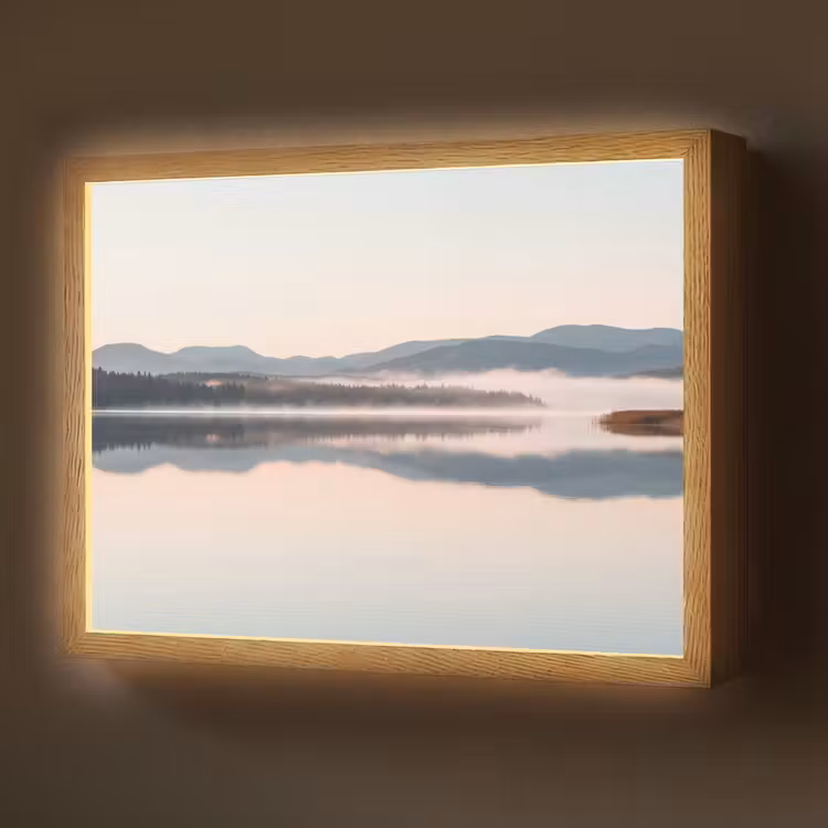 Water - Bomen - Mistlaag Light Box met batterij (Wandlamp) middel -z3d_website