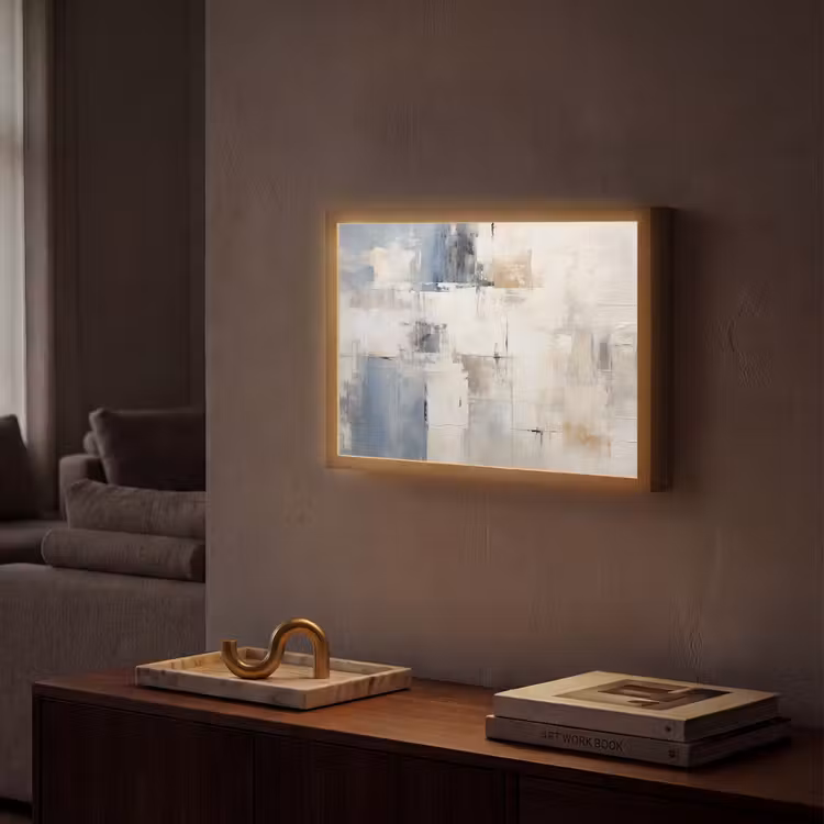 Aquarel - Abstract - Kunst Light Box met batterij (Wandlamp) middel -sfeer1