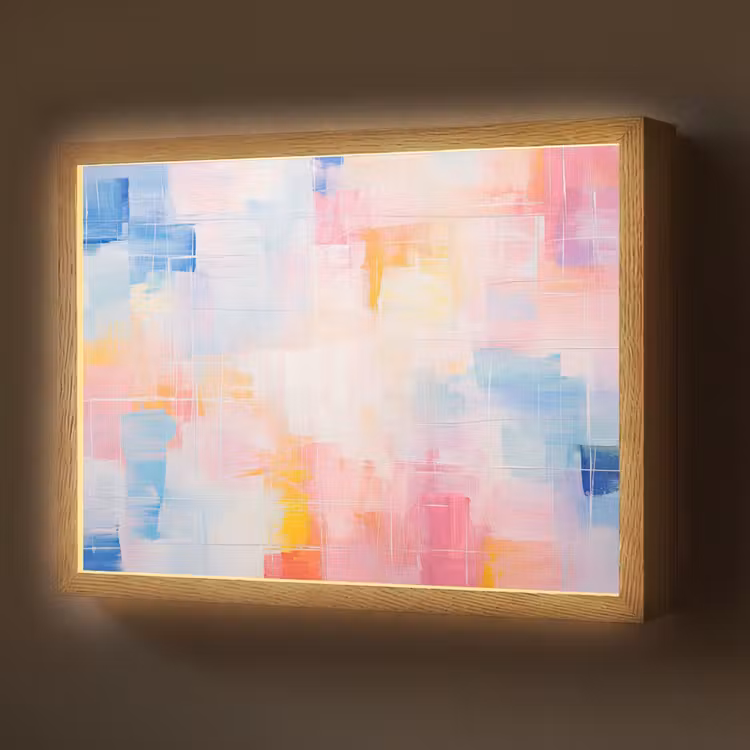 Aquarel - Pastel - Abstract - Kunst Light Box met batterij (Wandlamp) middel -z3d_website