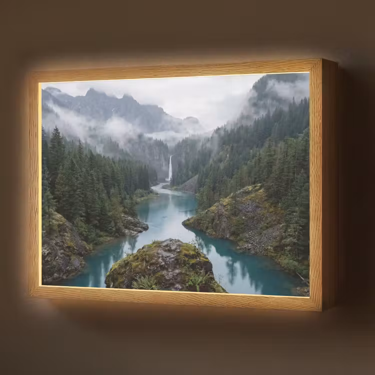 Waterval - Bomen - Bergen Light Box met batterij (Wandlamp) middel -z3d_website