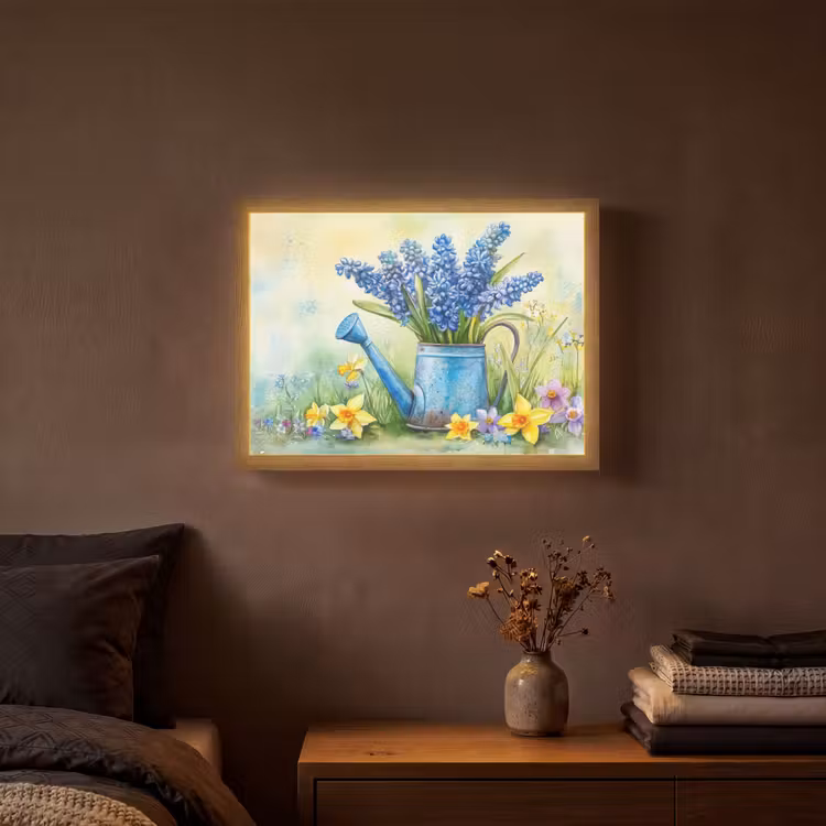 Gieter - Lavendel - Bloesems Light Box met batterij (Wandlamp) middel -sfeer4