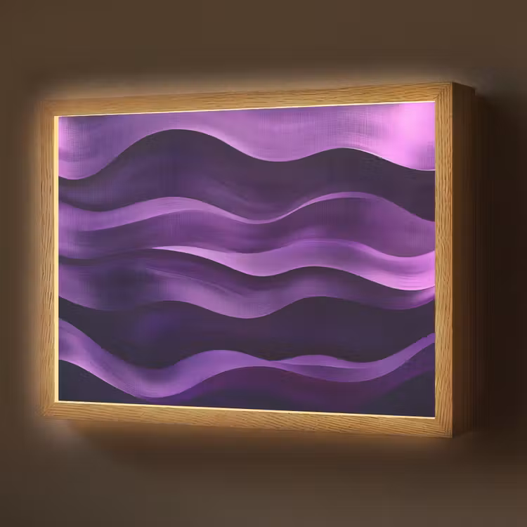 Golven - Abstract - Paars Light Box met batterij (Wandlamp) middel -z3d_website