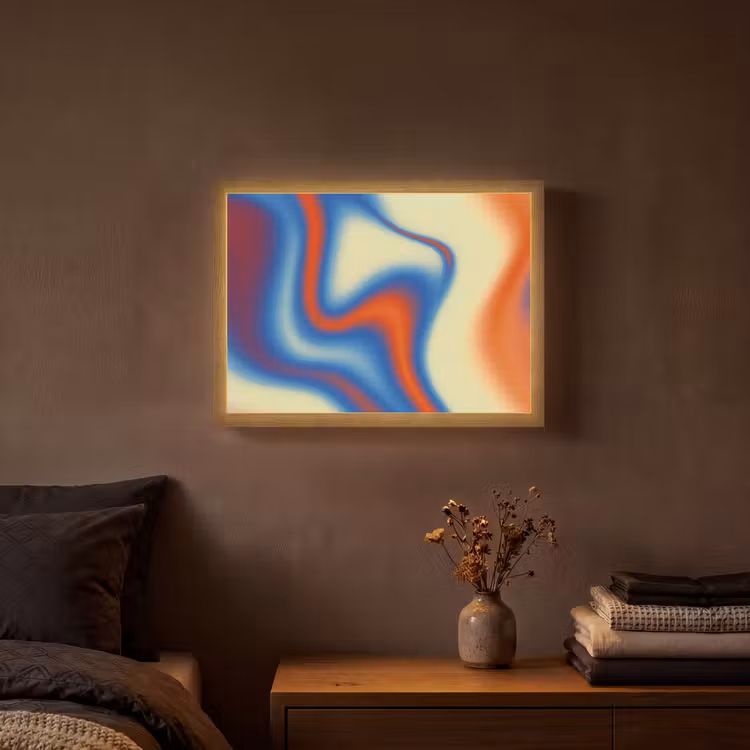Golven - Kleurrijk - Abstract Light Box met batterij (Wandlamp) middel -sfeer4