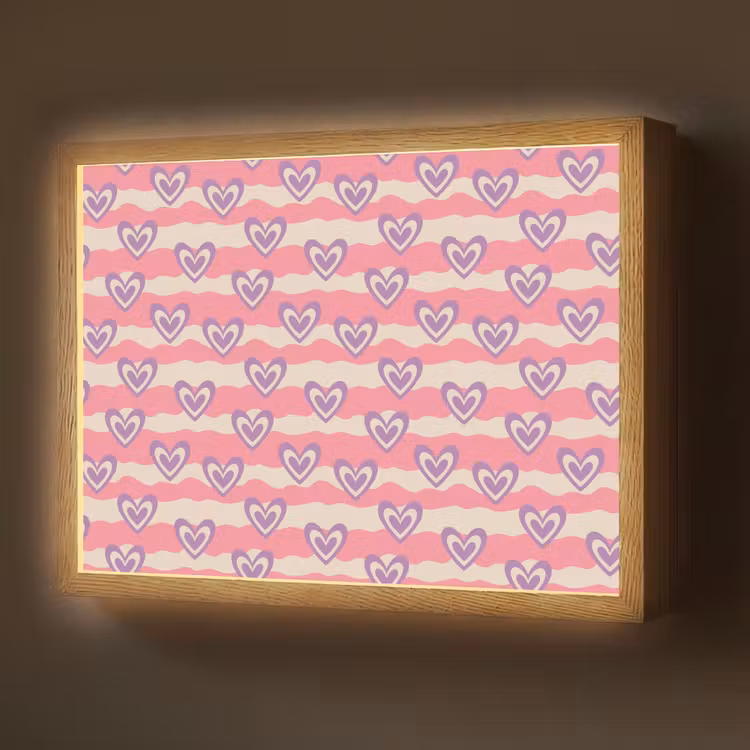 Golven - Patroon - Hartjes - Retro Light Box met batterij (Wandlamp) middel 907 -z3d_website