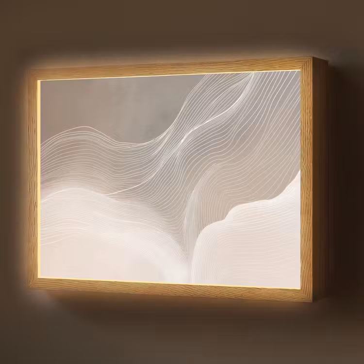 Golvende lijnen - Luchtstromen - Harmonieus Light Box met batterij (Wandlamp) middel -z3d_website