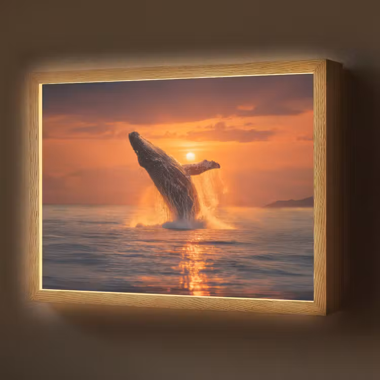 Walvis - Zon - Zee Light Box met batterij (Wandlamp) middel -z3d_website