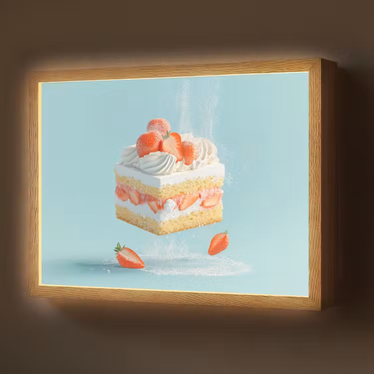 Slagroom - Taart - Blauw - Eten Light Box met batterij (Wandlamp) middel -z3d_website